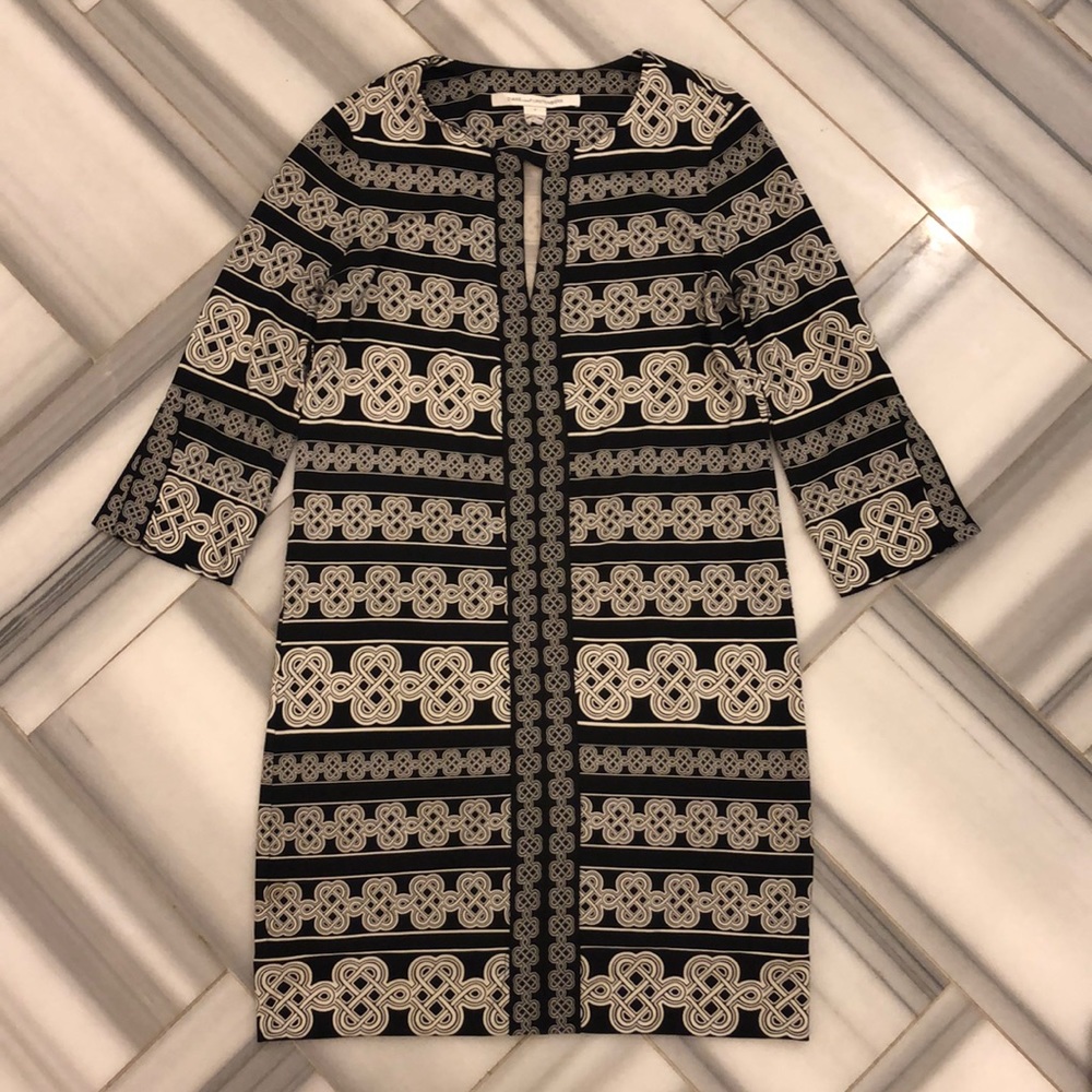 DVF black and white dress